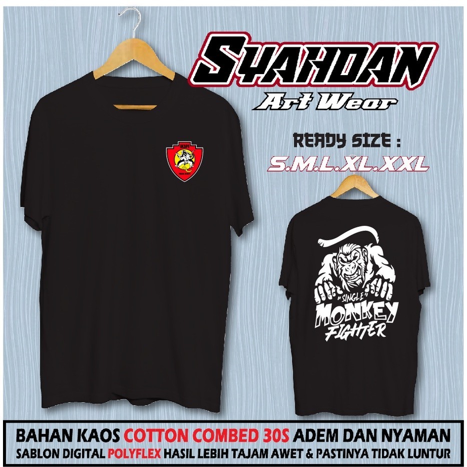 KAOS LOGO IKS.PI SILUET SINGLE MONKEY FIGHTER // KAOS PENCAK SILAT INDONESIA // KAOS DISTRO KERA SAK
