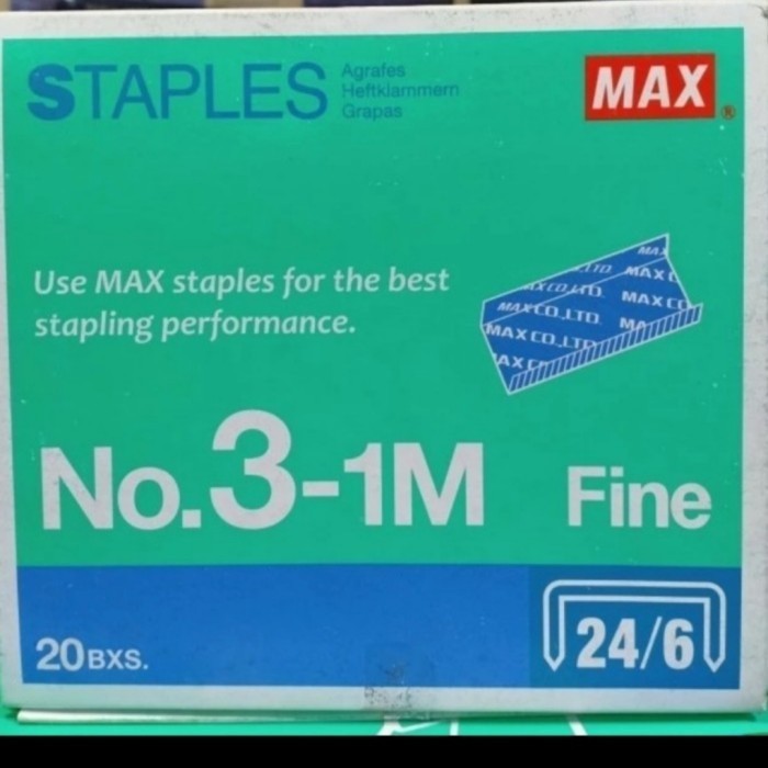 

New Isi Staples Max No.3 (24/6) Original Harga Satu Box Besar Isi 20 Kotak Premium