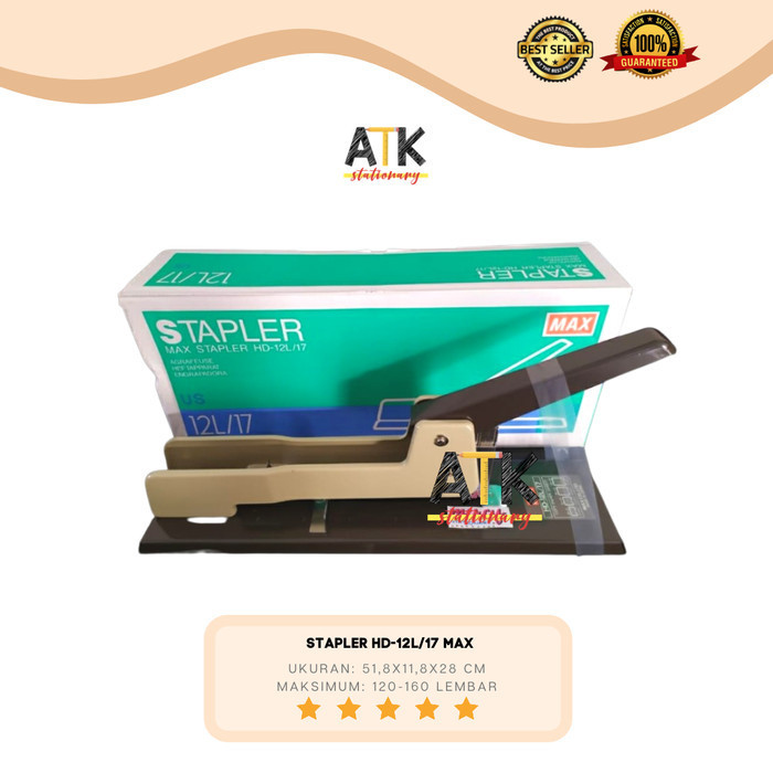 

Asli Stapler Max Hd-12L/17 [ Stapler Jilid Kapasitas 30 - 160 Lembar ] Atk Bebas Ongkir