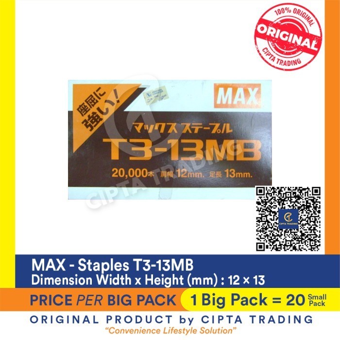 

Restock Staples - Max - Staples For Gun Tacker T3-13Mb (Per 20 Packs) Bebas Ongkir