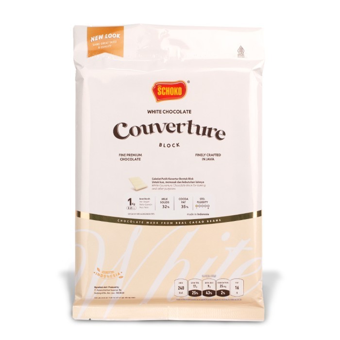 

Ready SCHOKO White Chocolate Couverture Block - 1 Kg / Coklat Kovertur