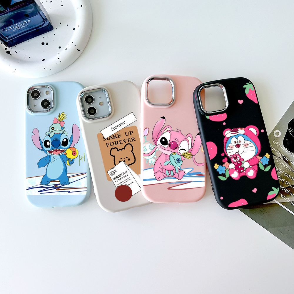 Premium Case Vivo Softcase Vivo Casing Vivo Full Cover Case Vivo S1 Y02 Y11 Y15 Y16 Y17 Y19 Y20 Y21 Y22 Y35 Y50 Y67 Y71 V23 5G V29  Motif Kartun Stitch Doraemon