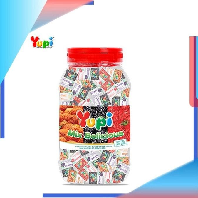 

{ Ecer 1 Toples } Permen Yupi Strawberry Kiss Jar 300Gr / Bolicious Mix Jar 250Gr