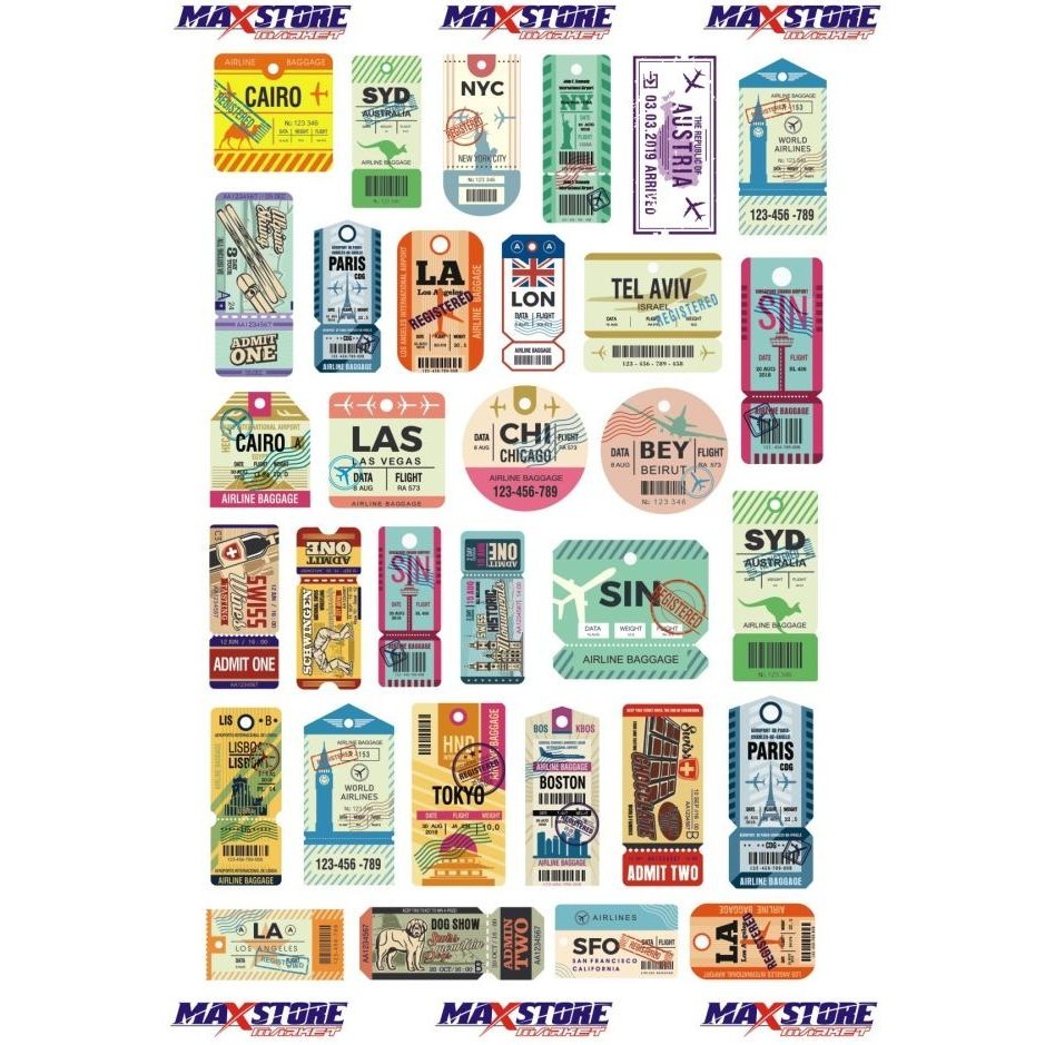 boarding pass stiker / boardingpass sticker / luggage stiker / koper