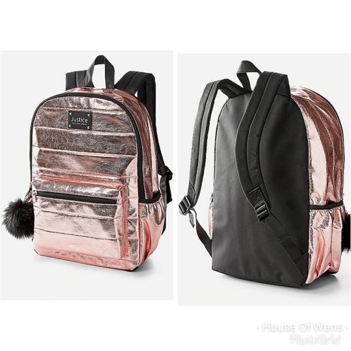 Ready Justice Rose Gold Quilted Backpack - Tas Backpack Justice Berkualitas