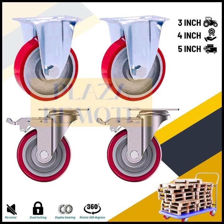 HOT DEAL RODA TROLY HEAVY DUTY SET 3 4 5 INCH IRON CASTER FULL BESI BEBAN BERAT 