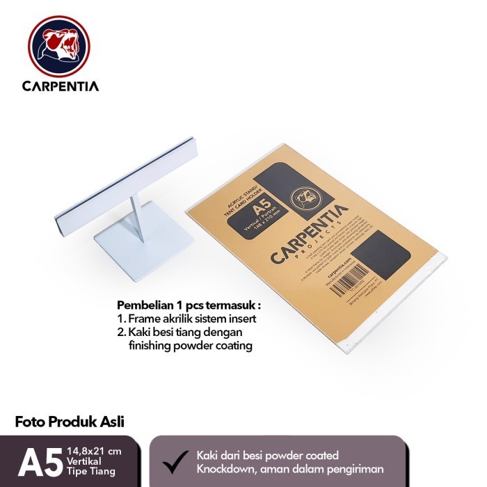 

Carpentia Stand Akrilik Besi /Tiang A5 Vertikal 14,8X21Cm /Brosur Menu