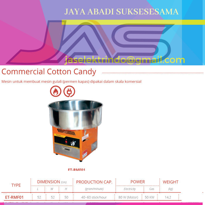 Cotton Candy Machine Et-Rmf01 Mesin Gulali Listrik+Gas