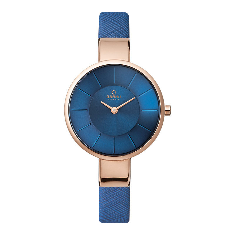 Jam Tangan Wanita Obaku V149LXVLRA Sol Navy Blue Dial Blue Leather Strap