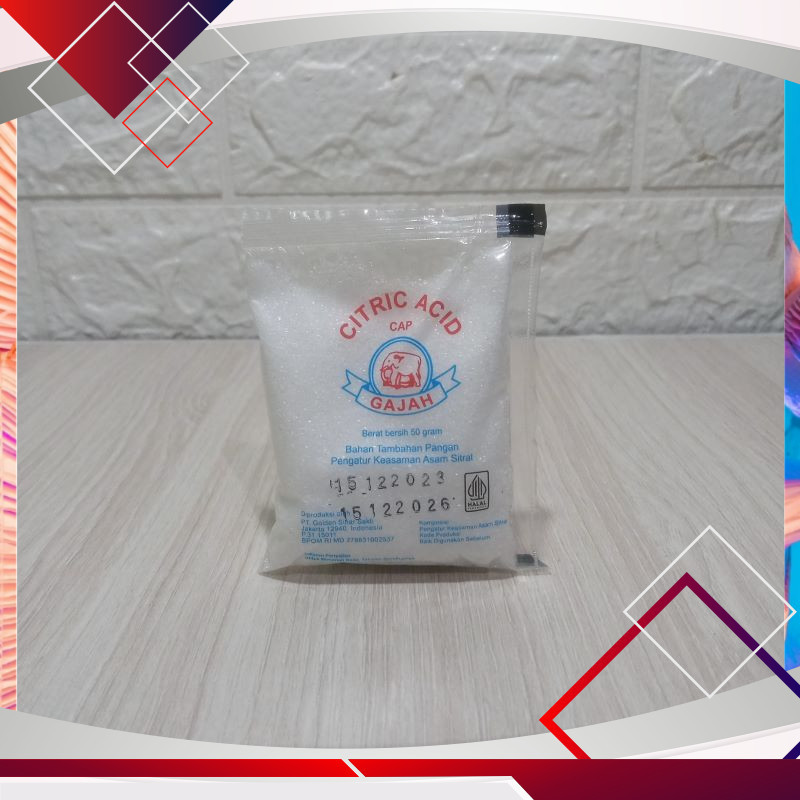 

Citric Acid Sitrun Cap Gajah 50gr .