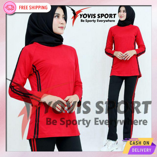 Set Stelan Training Pakaian Olah Raga Pakaian Bahan Premium Satu Setel Wanits Aerobic Time Stelan Ol