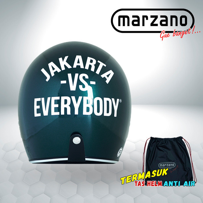 HELM RETRO MARZANO X URBAIN HIJAU METALLIC