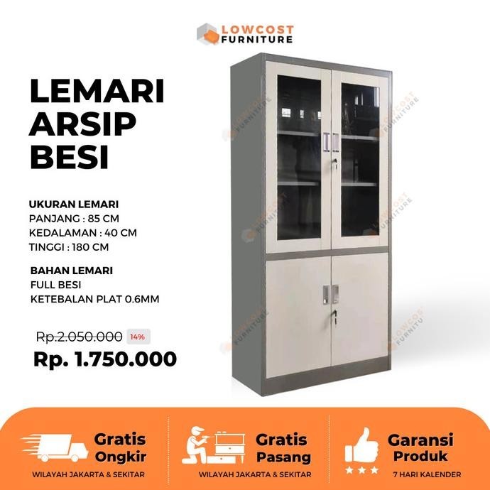 

Lemari Arsip Kantor Besi 60% Pintu Ayun Kaca 40% Pintu Ayun Plat