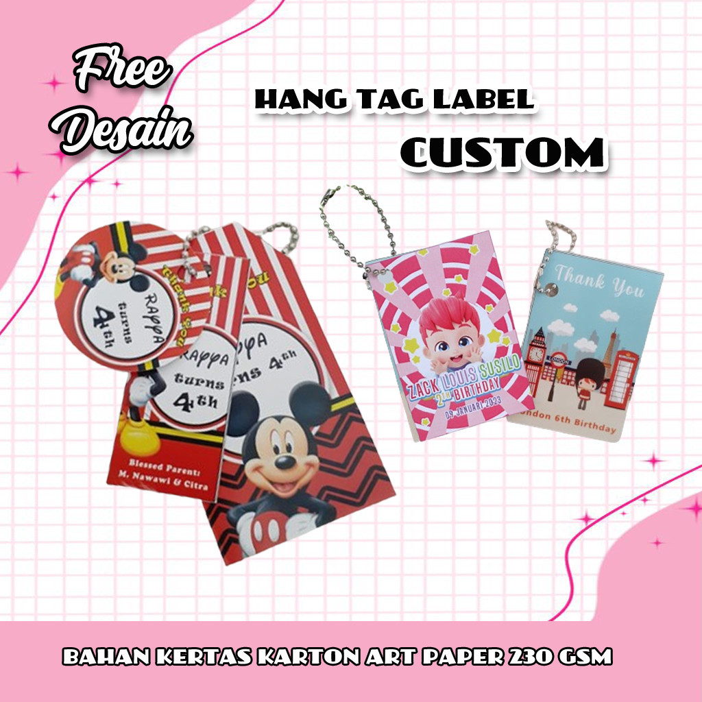 

Hang Tag label ulang tahun custom desain
