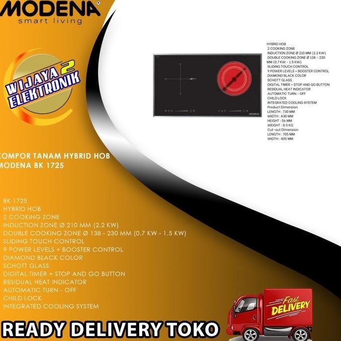 Modena Kompor Listrik Tanam Bk 1725 Bk1725 2 Tungku Tokobelle1