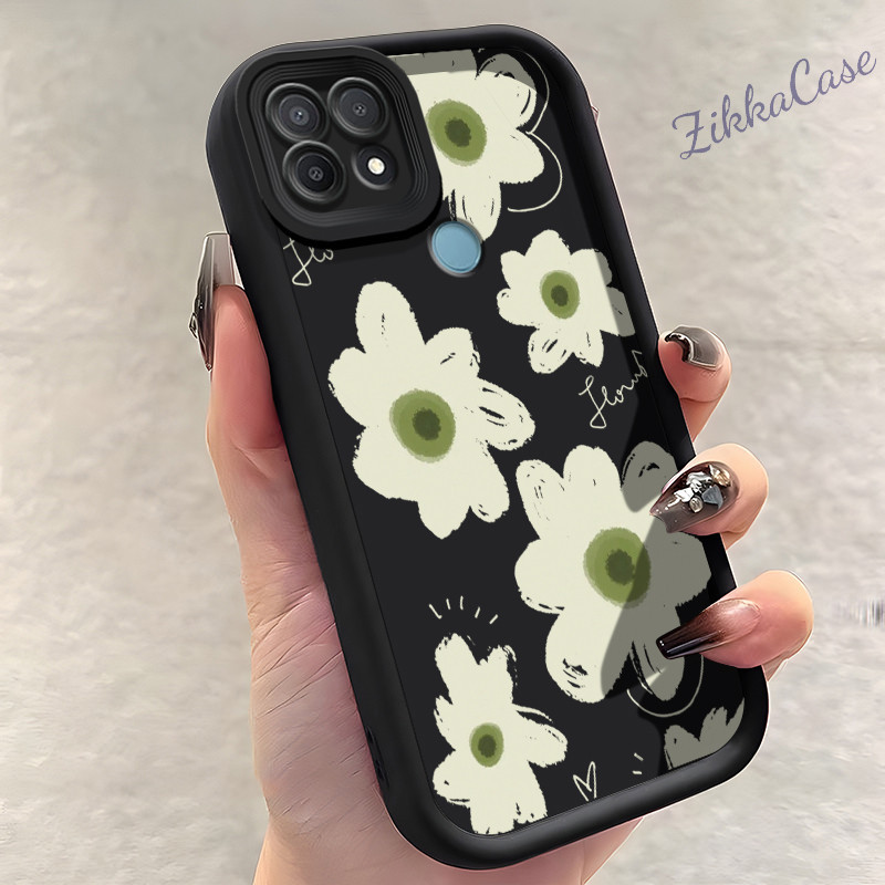 Casing Hp OPPO A15 A15s A35 Case Flower Claasic Transparan Kesing Silikon Penutup Belakang Cesing Kamera Perlindungan Tahan Guncangan Softcase