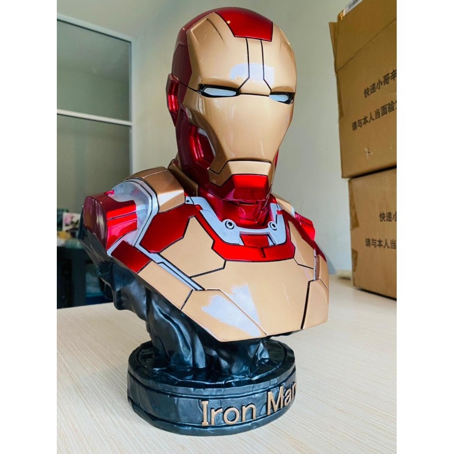 DISKON SPESIAL STATUE RESIN IRON MAN MARK 42 BUST FIGURE IRONMAN 1:2 TERLARIS