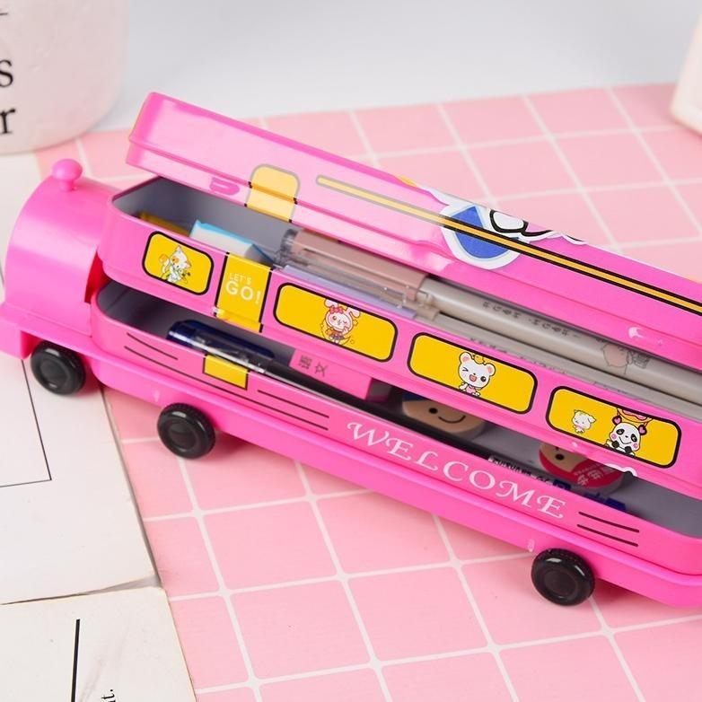 

{NEW} Kotak Pensil Multifungsi Sanrio Bentuk Kereta Ada Rautan 2 Susun Roda Hidup/Pensil Case Anak sekolah TK/SD-KP08 TERLARIS