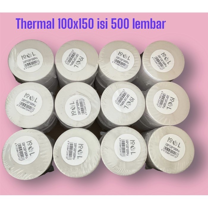 

Kertas Thermal Label Roll/Lipat isi 500 pcs ukuran A6 100 x 150 mm