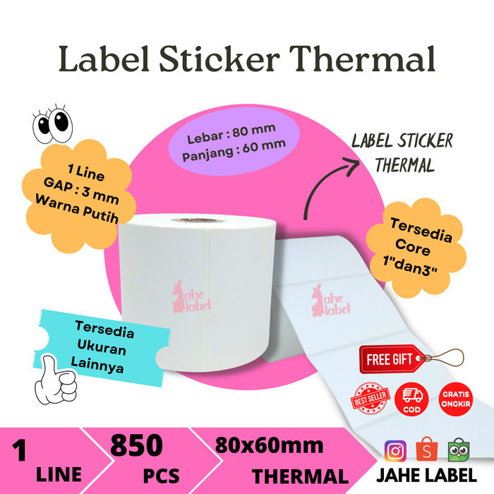 

LABEL STIKER BARCODE THERMAL 80X60 MM