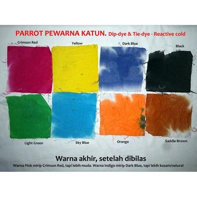 

Pewarna Tie Dye Merk Parrot 5 Warna /Pewarna Kain Tipe Cone
