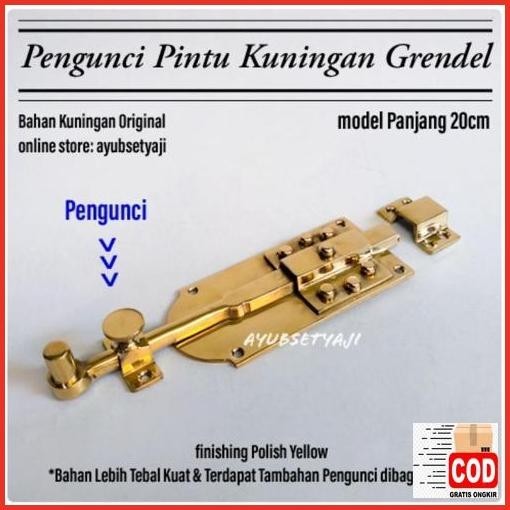 Baru Grendel Pintu Batavia Rumah Pagar Grendel Batavia Kuningan Antik 20Cm Finishing Polish Kuning K