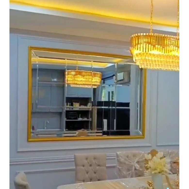 Ready CUSTOM CERMIN BEVEL + BINGKAI GOLD