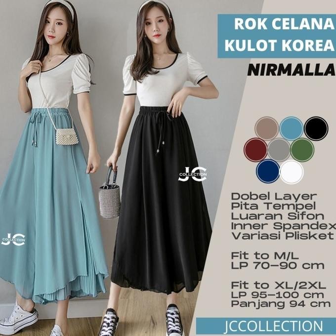 Celana Panjang Sifon Gaya Korea Nurmalla Stice Pants Kulot JCFashion