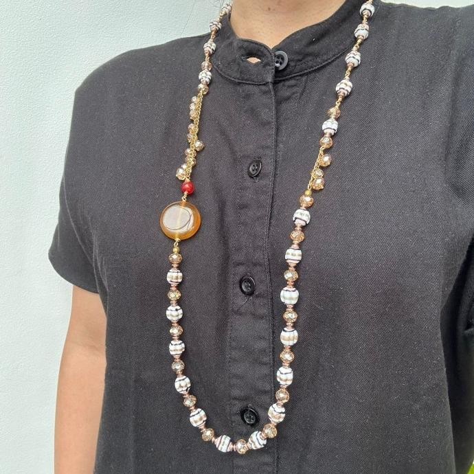 1 Set Kalung & Gelang White Gold - Kalung Hijab - Kalung Panjang