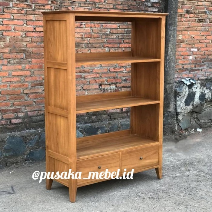 lemari rak buku susun kayu jati, lemari rak kayu serbaguna rak dapur