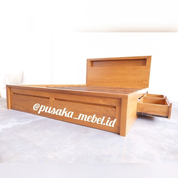 Dipan Minimalis Laci 160x200 Kayu Jati - Divan Tempat Tidur Laci Kayu| Mebel Jepara