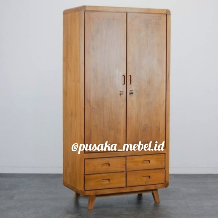 almari pakaian anak 2 pintu kayu jati, lemari pakaian 2 pintu kayu
