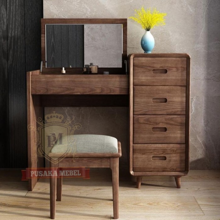 meja rias kayu jati, meja kaca rias minimalis kayu jati Jepara