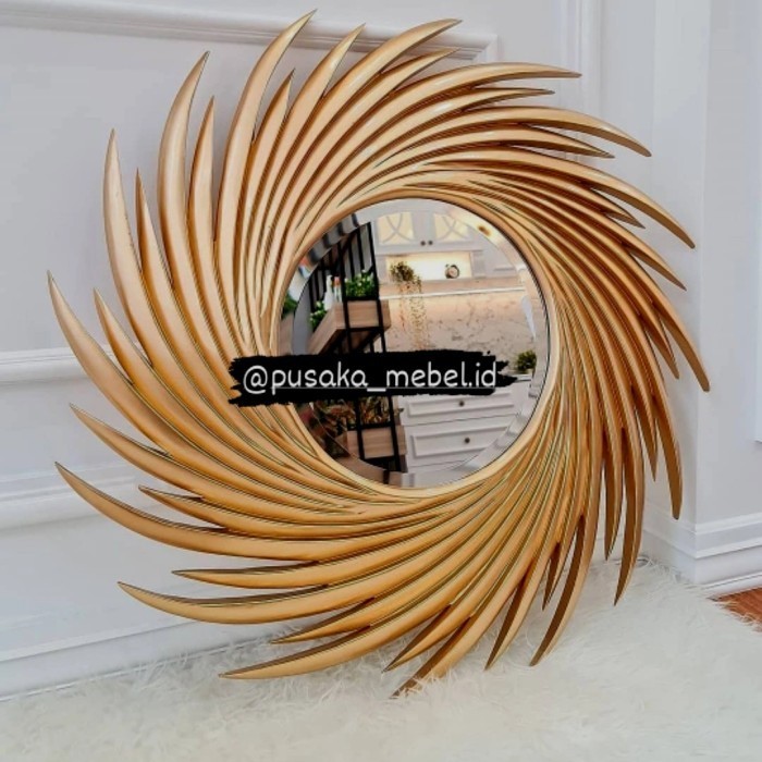 cermin hias dinding matahari, pigura cermin hias dinding gold