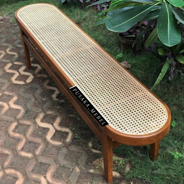 kursi teras rotan asli, bangku teras rotan, bangku taman rotan jati