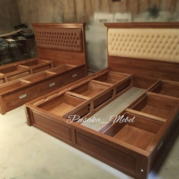 Dipan tempat tidur minimalis - dipan laci minimalis - dipan laci jati