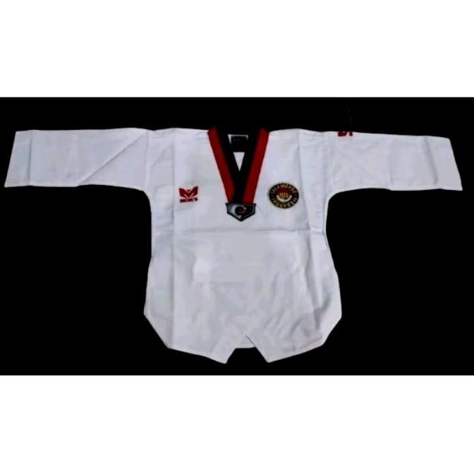 Baju Seragam Taekwondo/Dobok Moks Pemula Mok'S Kerah Putih/Merah Hitam