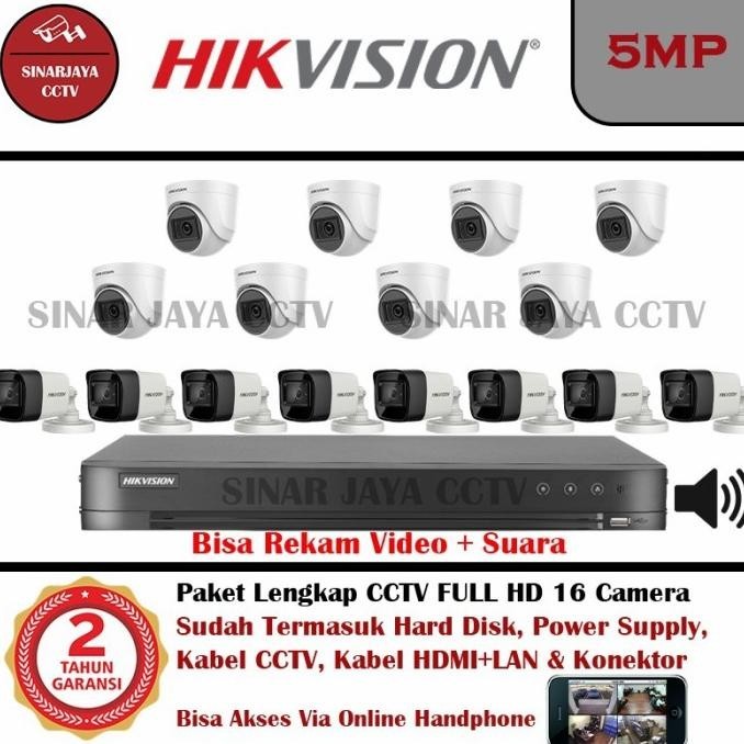 PAKET CCTV 16CHANEL HIKVISION 5MP REKAM VIDEO+AUDIO