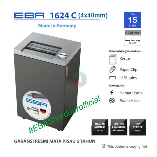 

EBA 1624 C Penghancur Kertas Papaer Shredder Jerman