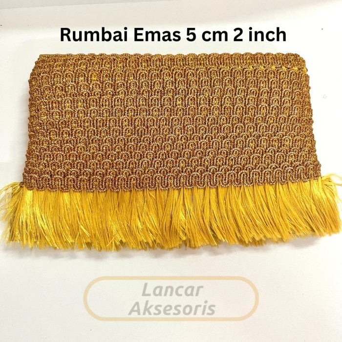 

Renda Rumbai Halus Emas Gold 5 CM Rumbai dayak rawis sampur 1 pack