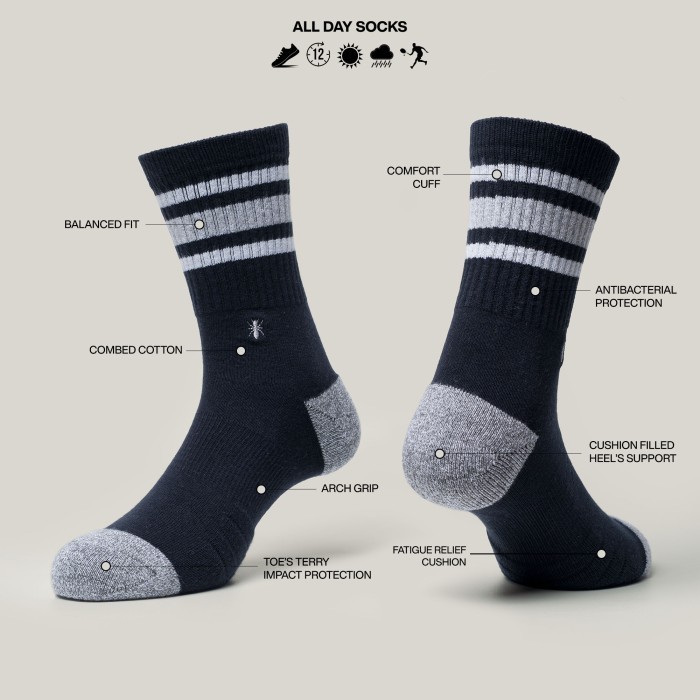 Voted Socks Kaos Kaki Retro Series Black
