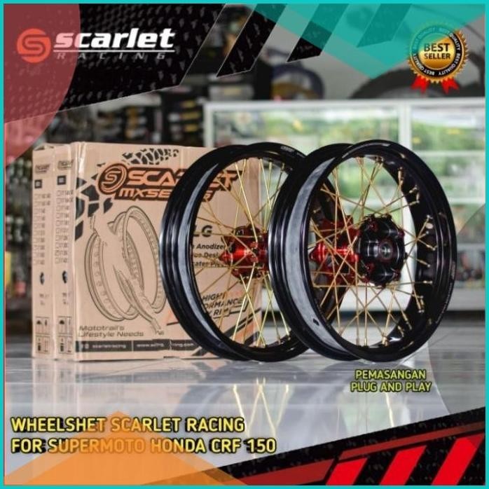 Paket Velg Supermoto Wheelset Scarlet Original Crf 150l 300/17 350/17