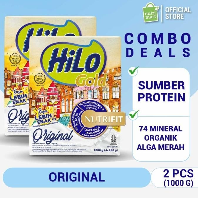 

Twin Pack: HiLo Gold Original (Plain) 1000gr - Susu Tinggi Kalsium