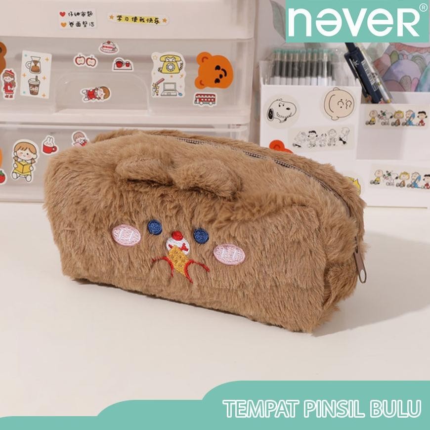 

fth- Never Official- Tempat pensil bulu soft cute/ Tas pensil kosmetik/ Pouch makeup kecil Viral