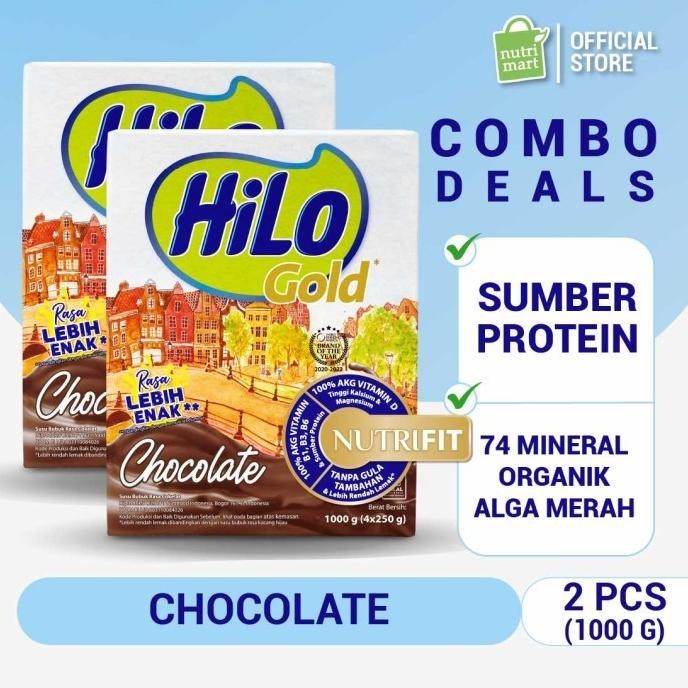 

Twin Pack: HiLo Gold Chocolate 1000gr - Susu Tinggi Kalsium