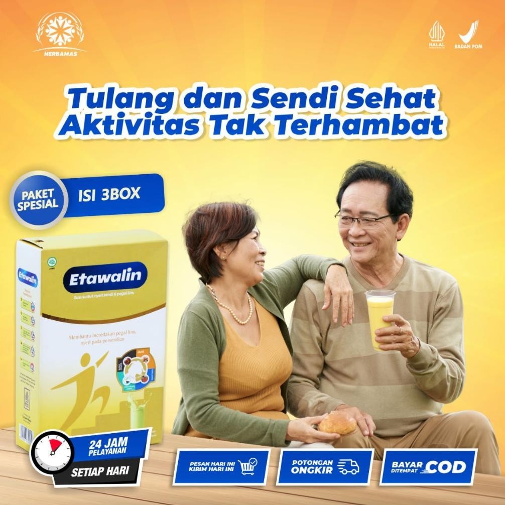 

PROMO TERBARUUU PAKET 3 BOX ETAWALIN - TULANG DAN SENDI SEHAT AKTIFITAS TAK TERHAMBAT OBATI NYERI SENDI, PENGEROPOSAN TULANG, BADAN CEPAT LELAH ORINAL 100% TANPA EK SAMPING SUDAH TERDAFTAR DI BPOM OBAT ASAM URAT SUSU ETAWA MURNI SUSU ASAM URAT SUSU