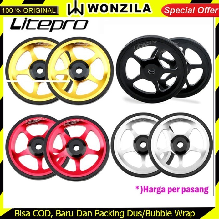 LITEPRO 2 PCS EASY WHEEL SELI SEPEDA LIPAT TRIFOLD PIKES 3SIXTY