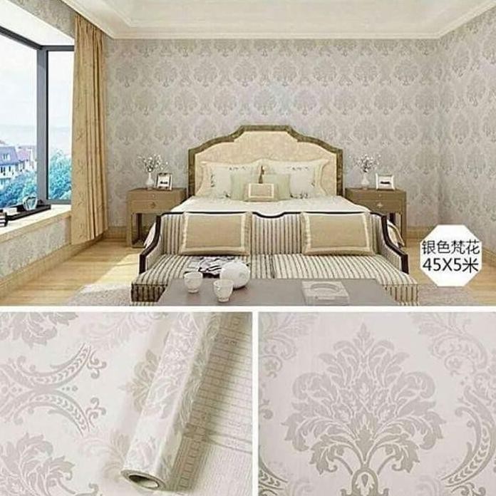 Wallpaper Dinding Sticker Batik Silver