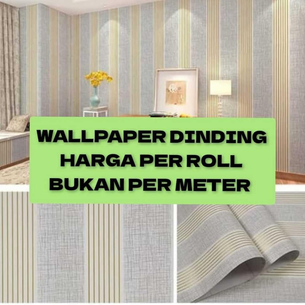 Wallpaper Sticker GARIS SALUR ABU GOLD Dekorasi Dinding Kamar Ruang Tamu Rumah Modern Minimalis