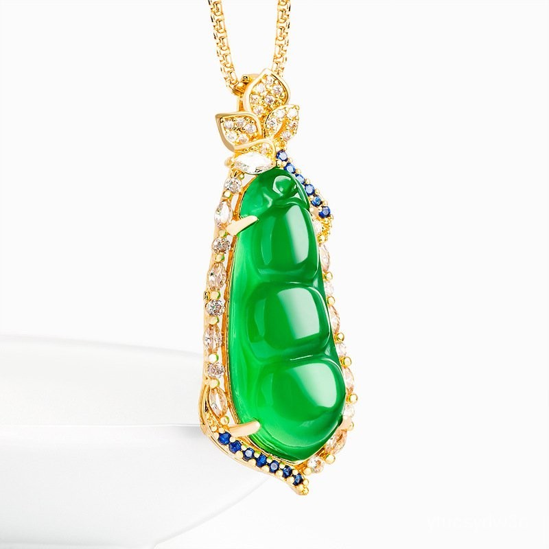 （NO Sertifikat）（ytucsydw3o）Kalung Liontin Batu Giok Wanita, Barang Asli Batu Akik Hijau Alami Berlap